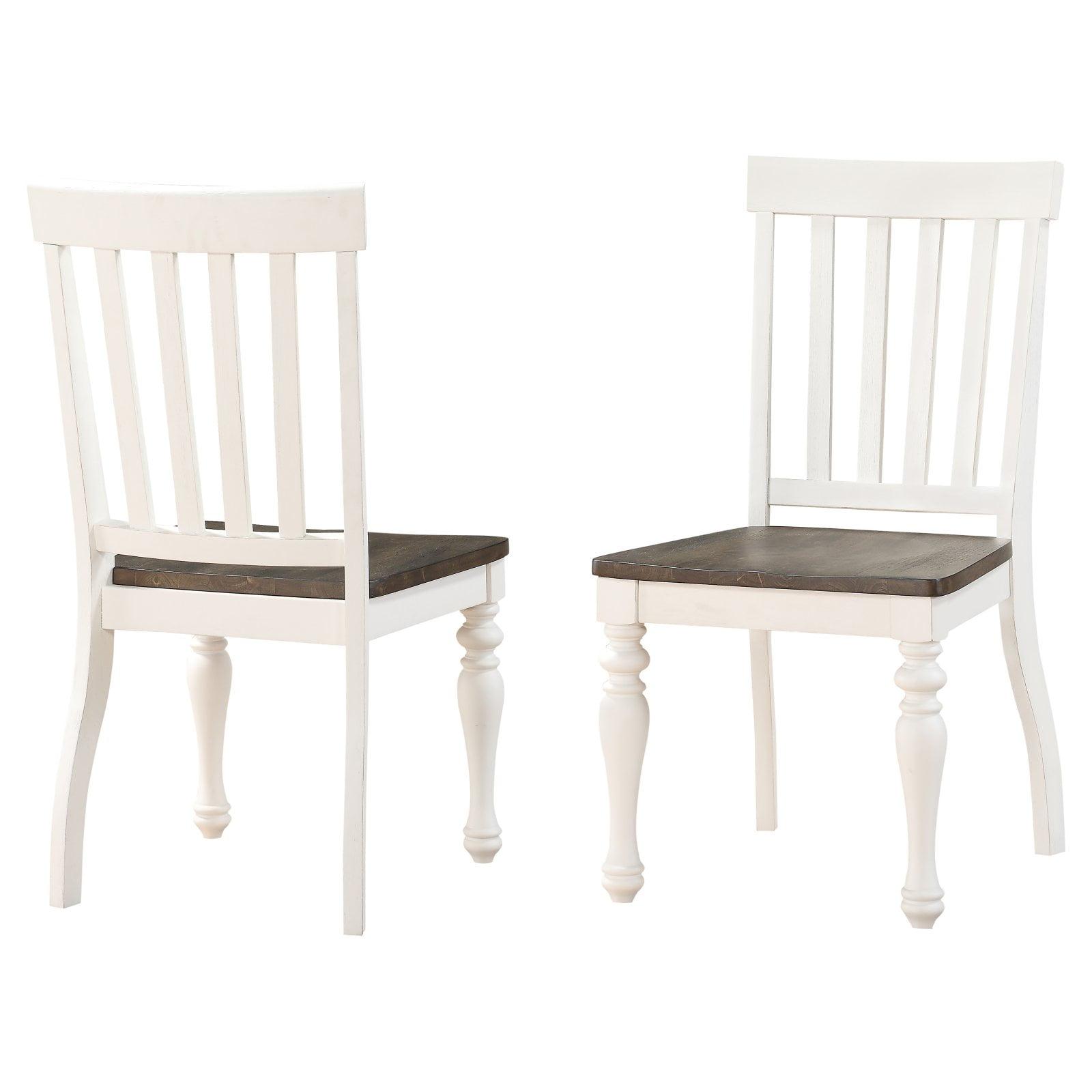 Joanna Two-Tone Ivory and Charcoal Hardwood Slat Side Chair, Set of 2