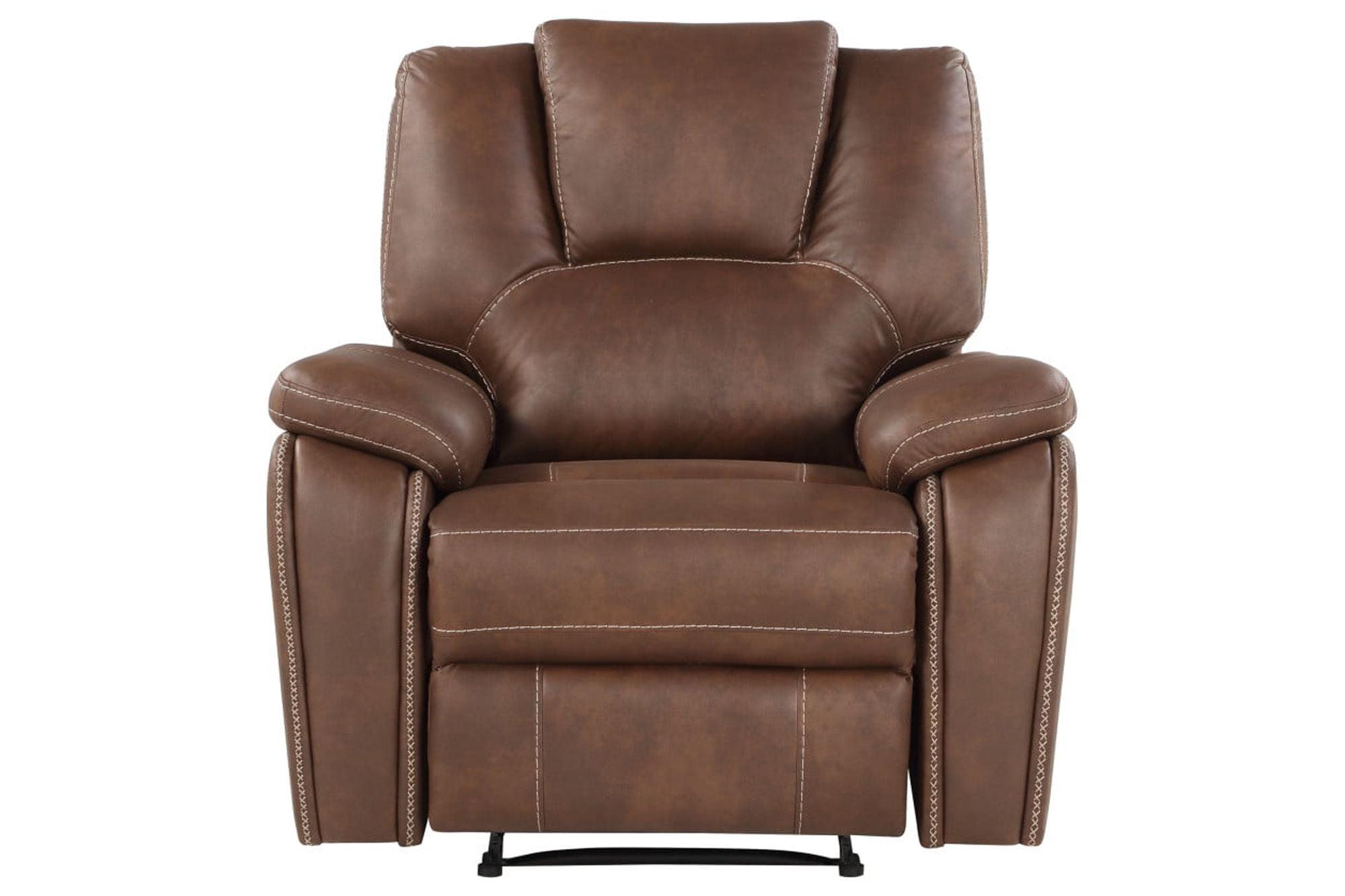 Luxurious Chestnut Brown Faux Leather Manual Recliner