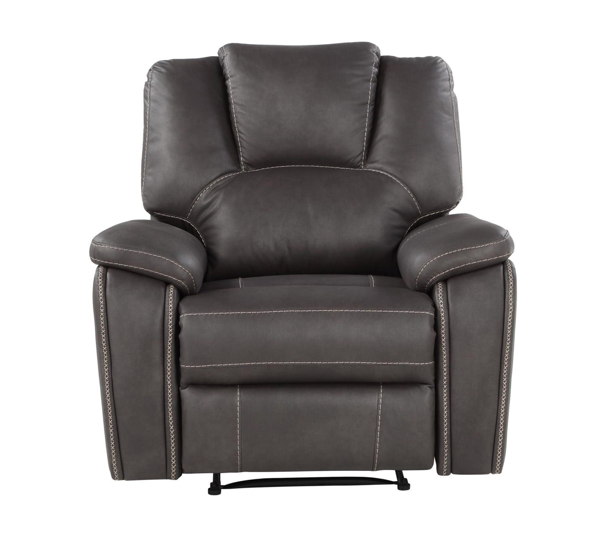 Charcoal Gray Contemporary 39'' Faux Leather Recliner