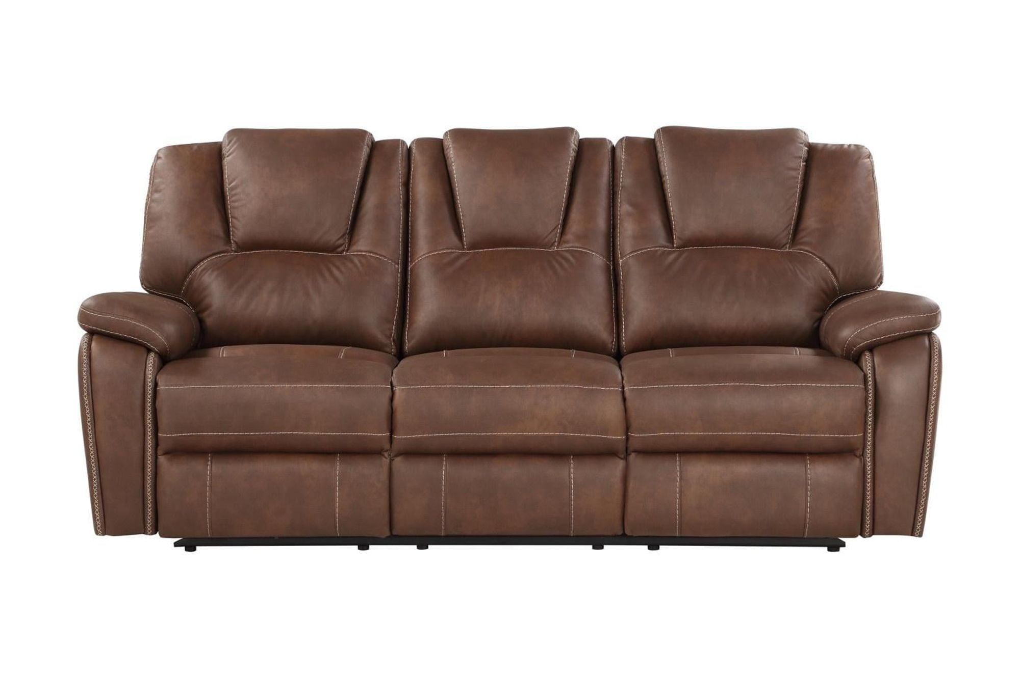 Chestnut Brown 83.5'' Faux Leather Pillow-Top Reclining Sofa