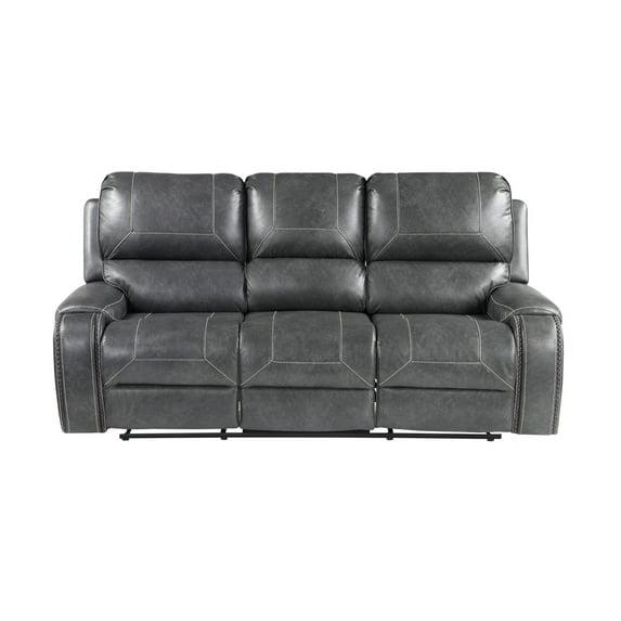 Steve Silver Keily Gray Faux Leather Manual Recliner Sofa