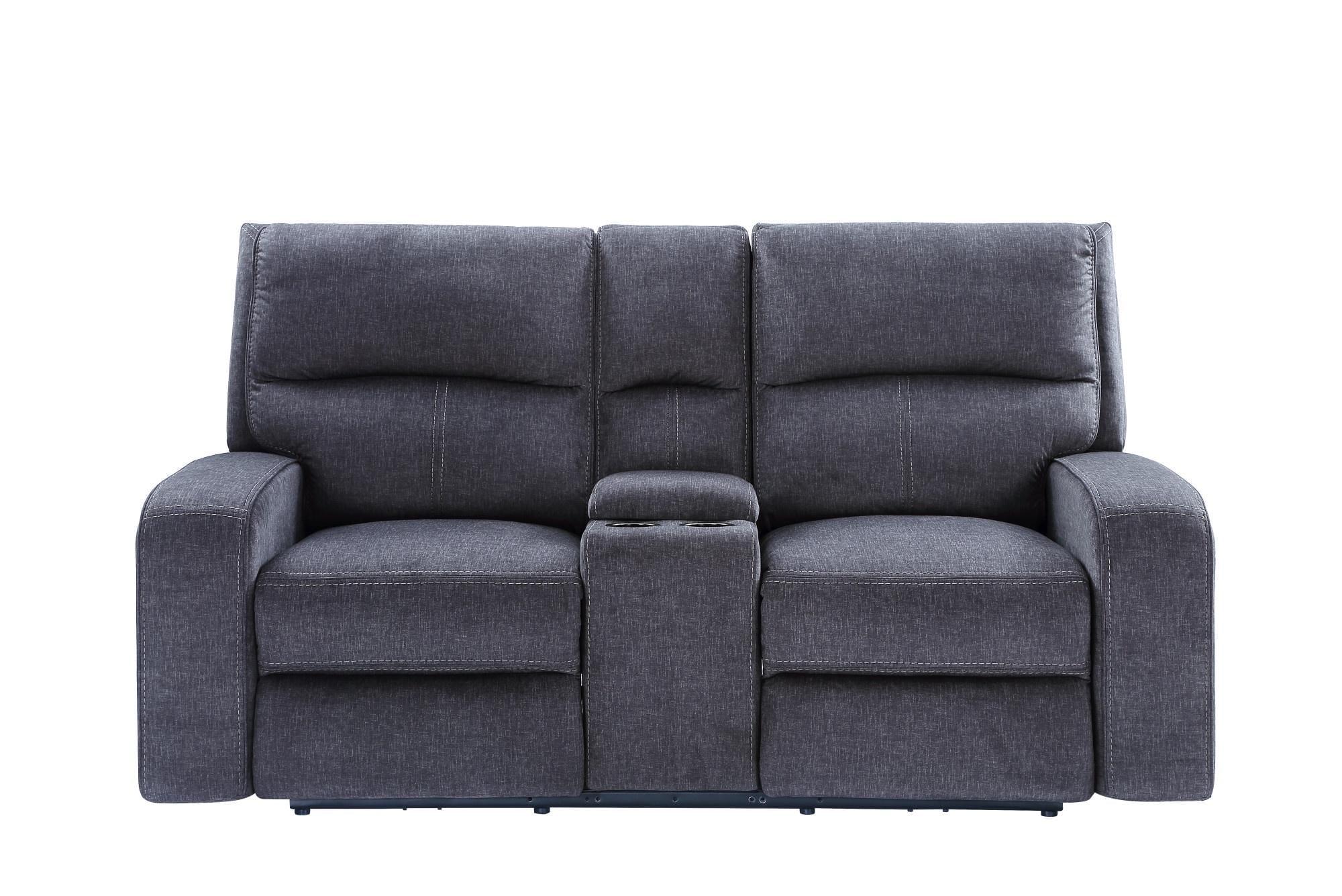 Gray Fabric Track Arm Loveseat with Wood Frame