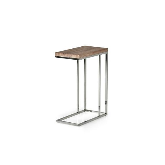 Lucia Chairside End Table Brown - Steve Silver: Chrome Frame, Wood Top, Space-Saving Design