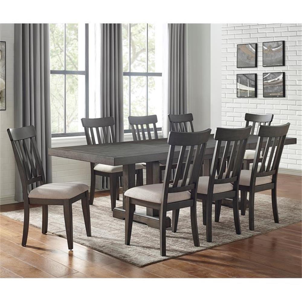 9pc Napa Dining Set Dusky Cedar - Steve Silver Co.: Farmhouse Style, Double Pedestal, Upholstered Chairs