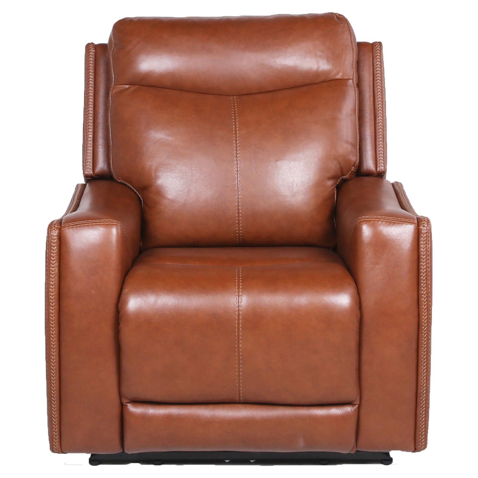 Natalia Contemporary Caramel Leather Power Recliner with USB Port