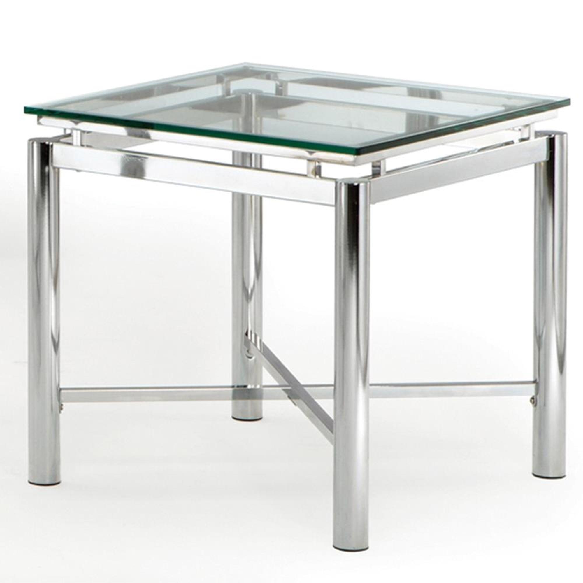 Nova Square Chrome X-Base End Table with Tempered Glass Top