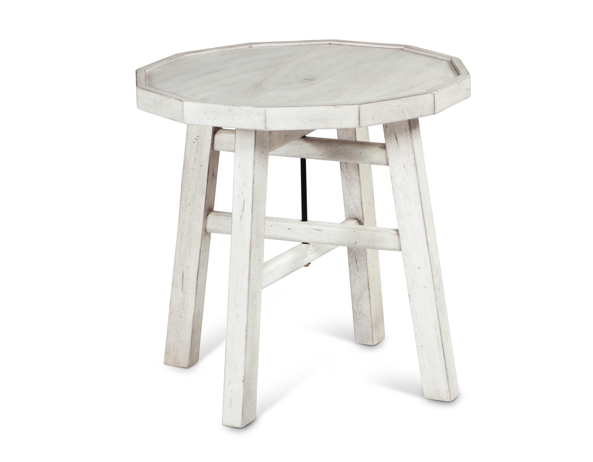 Paisley 22" Gray and White Round Wood End Table