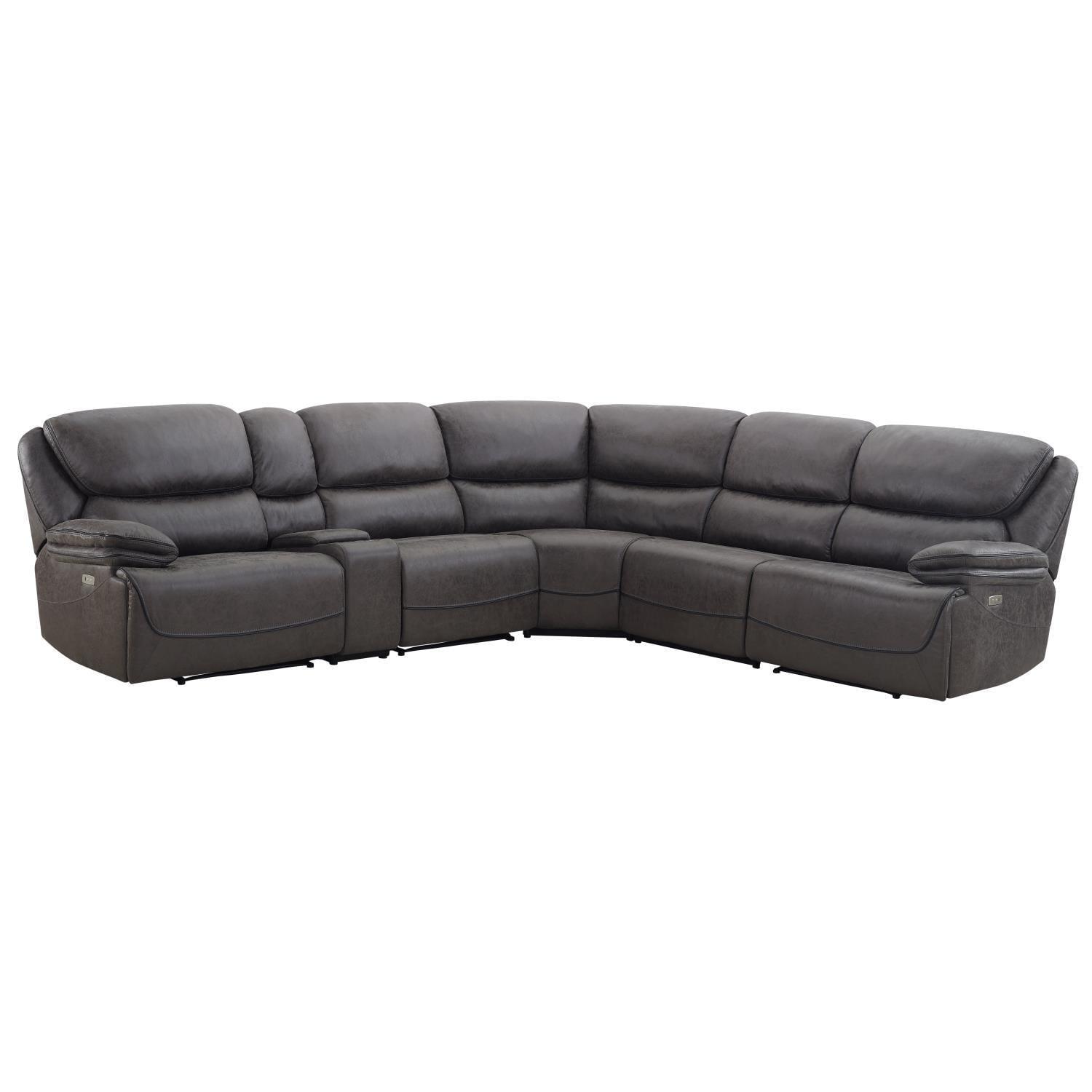 Smoke Gray Six-Piece Fabric Sectional with Pillow-top Arm