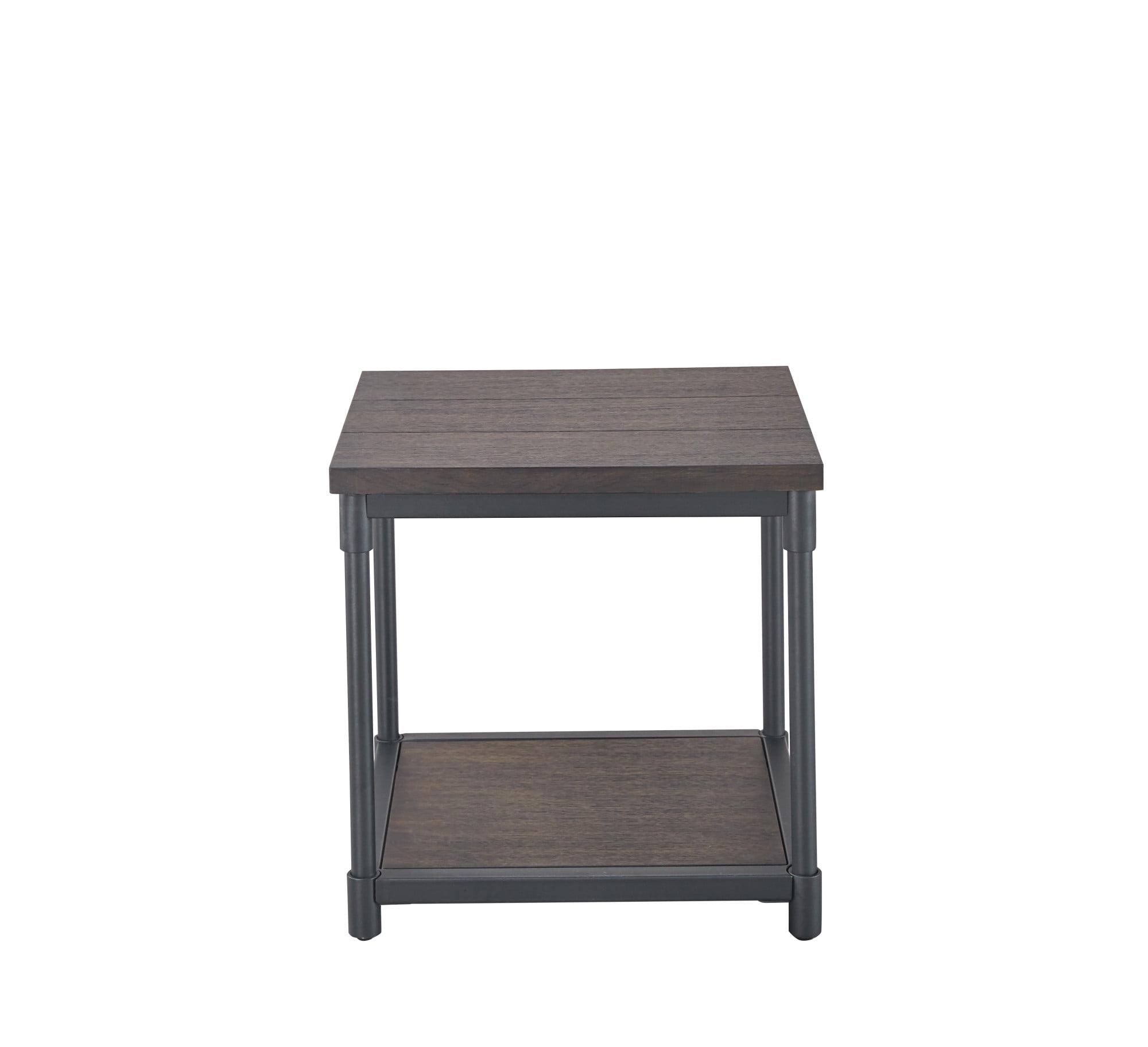 Prescott End Table Distressed Brown - Steve Silver: Industrial Square, Storage Shelf, Metal Frame