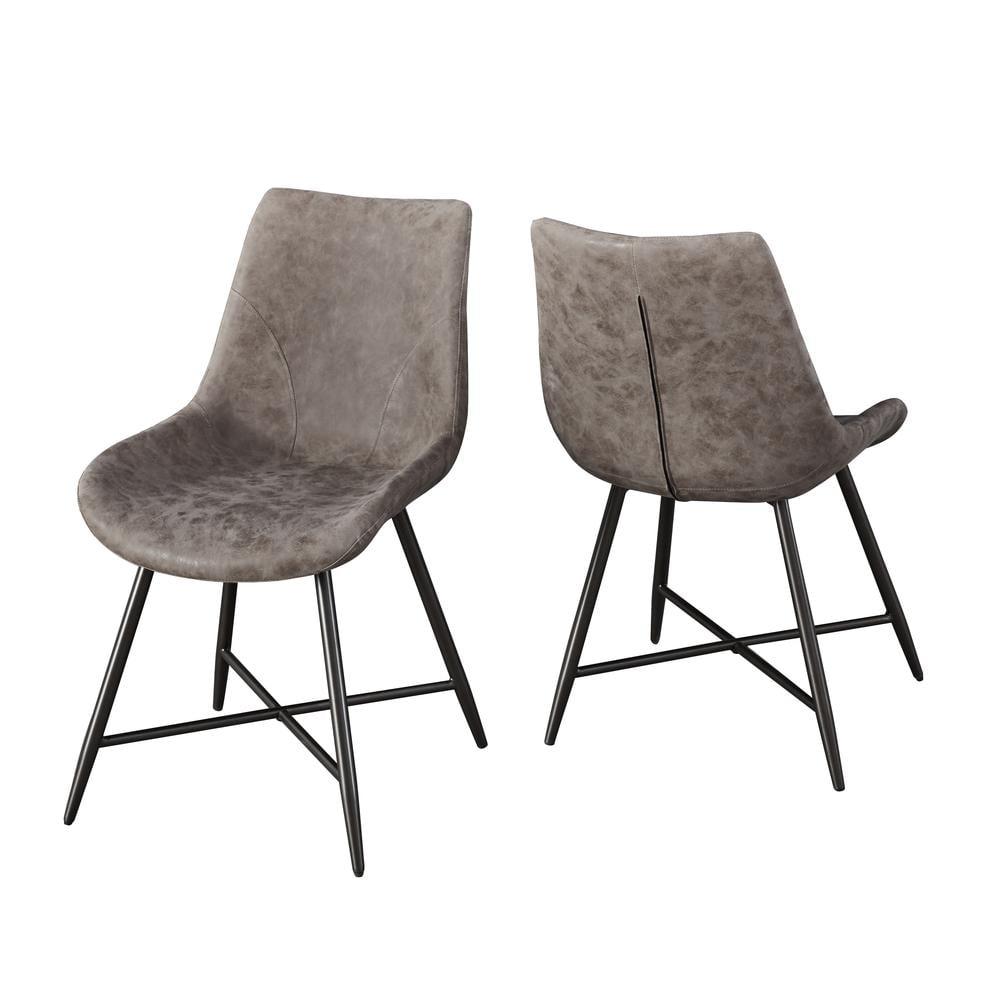 Set of 2 18" Ramona Side Chair Brown - Steve Silver Co.: Mid-Century Faux Leather, Metal Legs