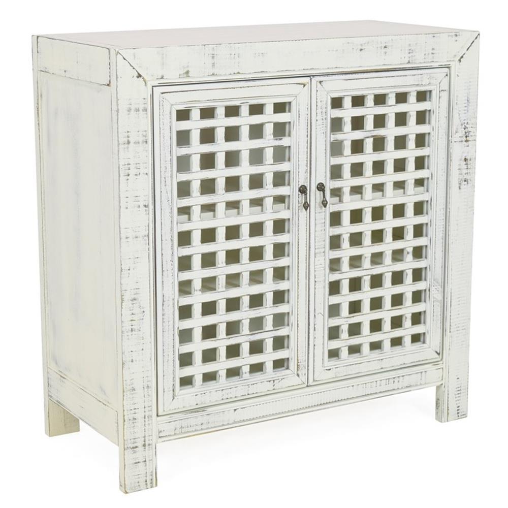 Steve Silver Rio Farmhouse Antiqued White Wood Accent Cabinet