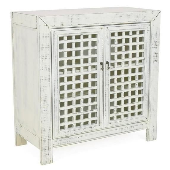 Steve Silver Rio Farmhouse Antiqued White Wood Accent Cabinet