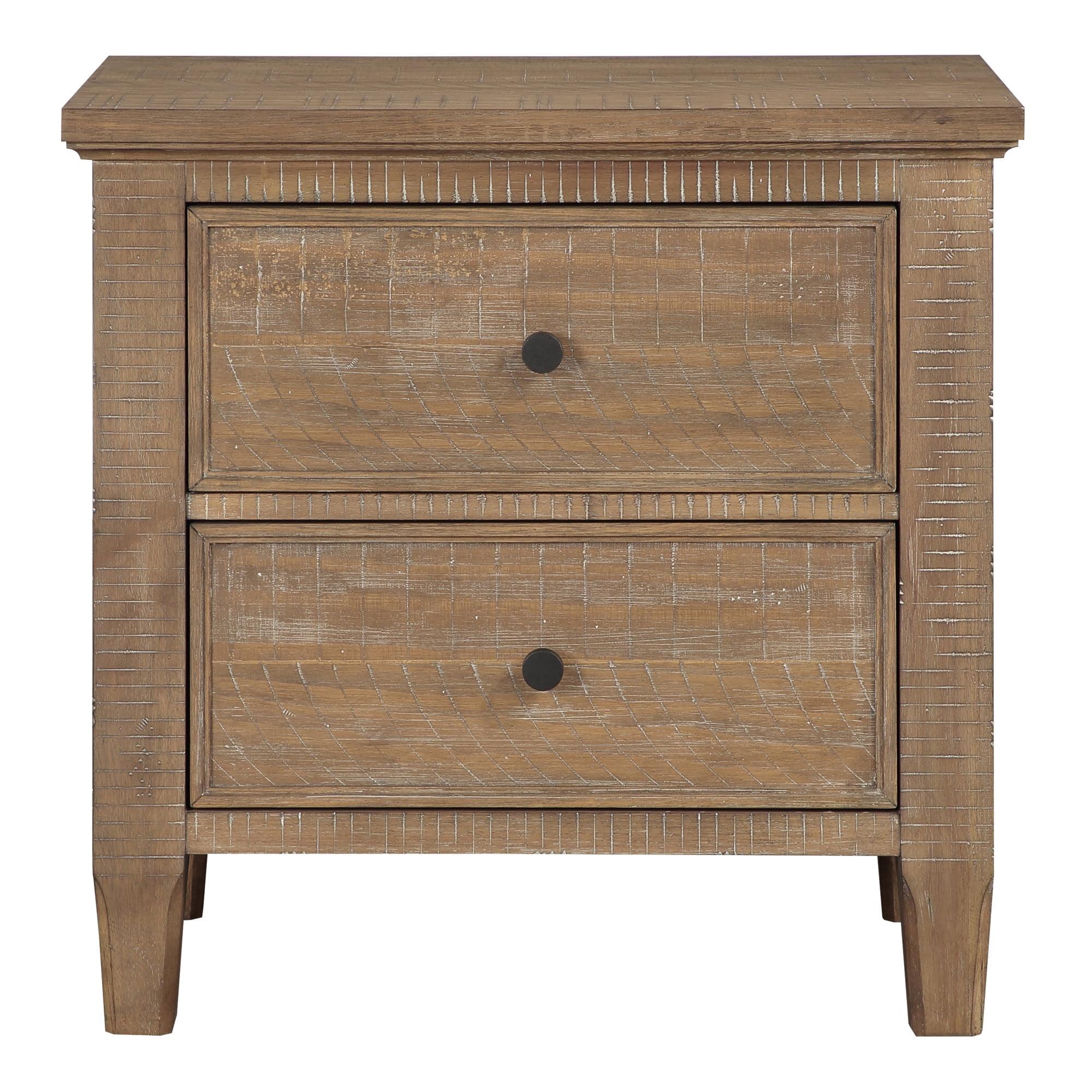 Steve Silver Riverdale Rustic Modern Nightstand with Two Drawers, Driftwood