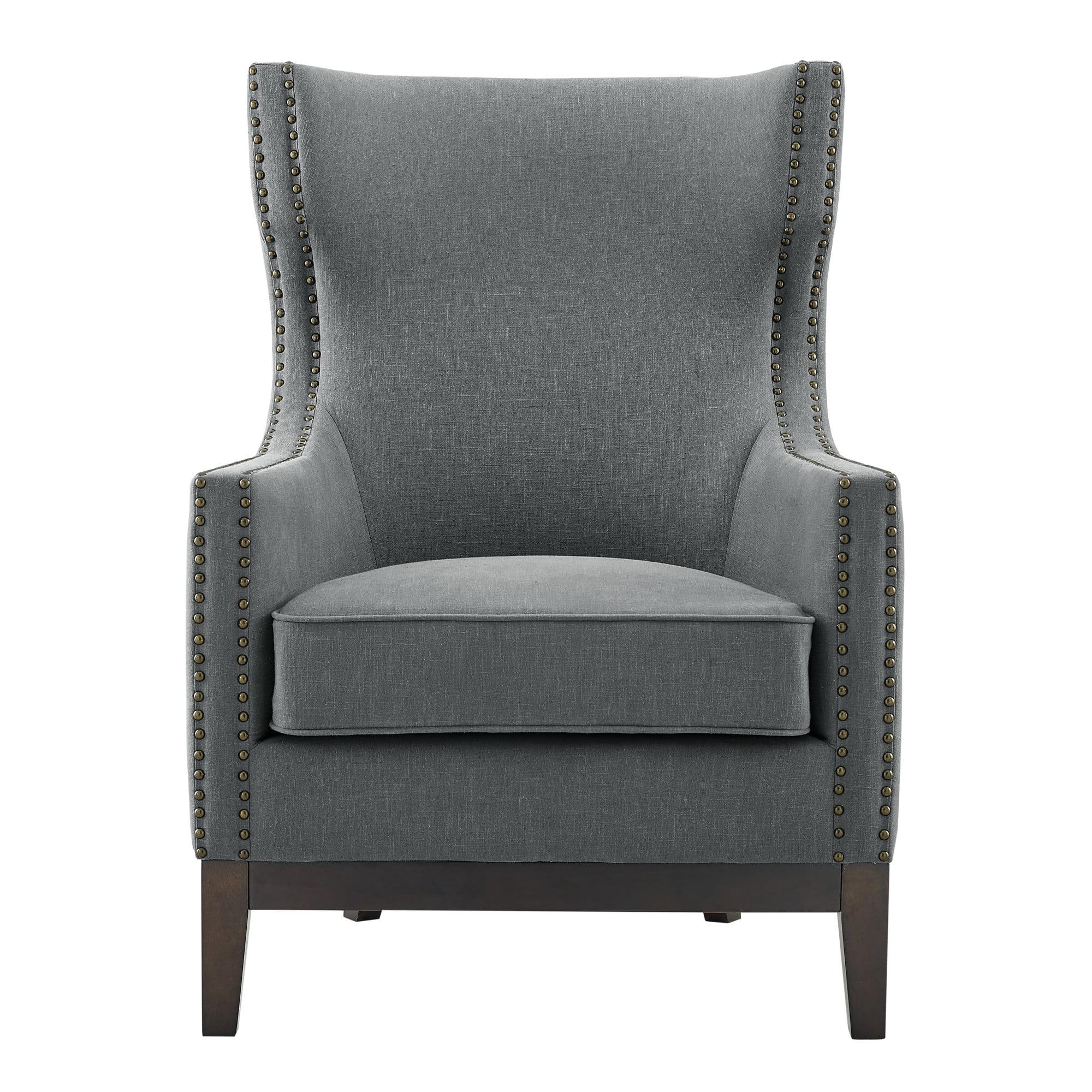 Steve Silver Roswell Gray Linen Accent Chair with Nailhead Trim