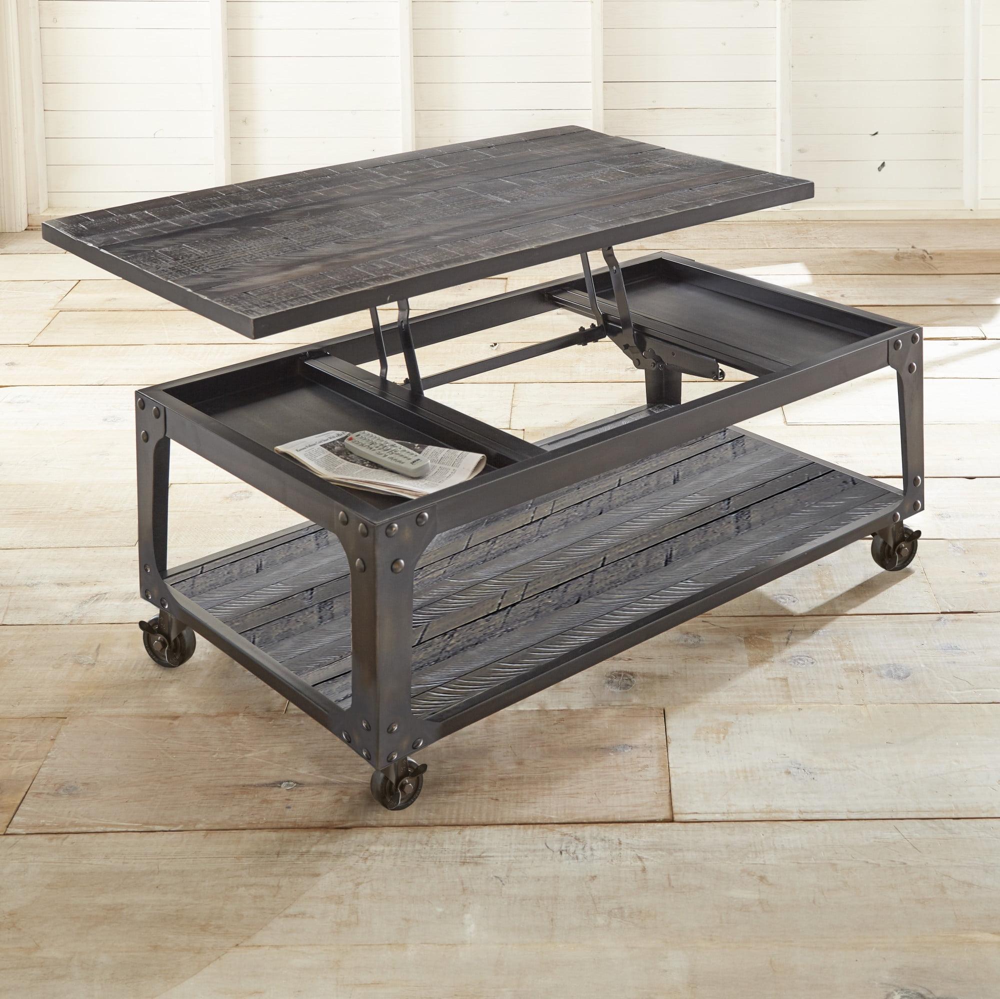 Rustic Tobacco 48" Wood Lift-Top Coffee Table with Storage