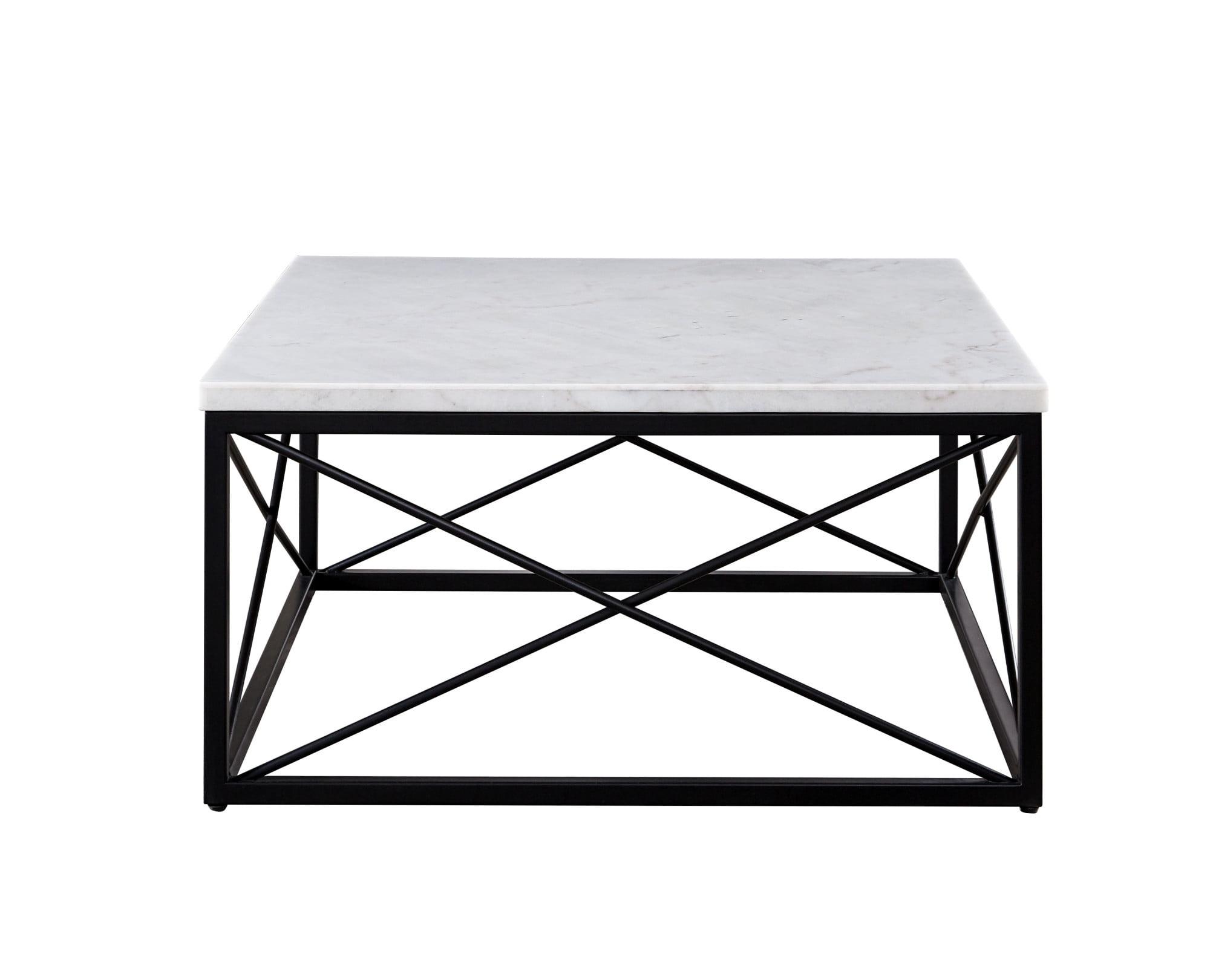 Skyler Marble Top Square Cocktail Table White/Black - Steve Silver Co.