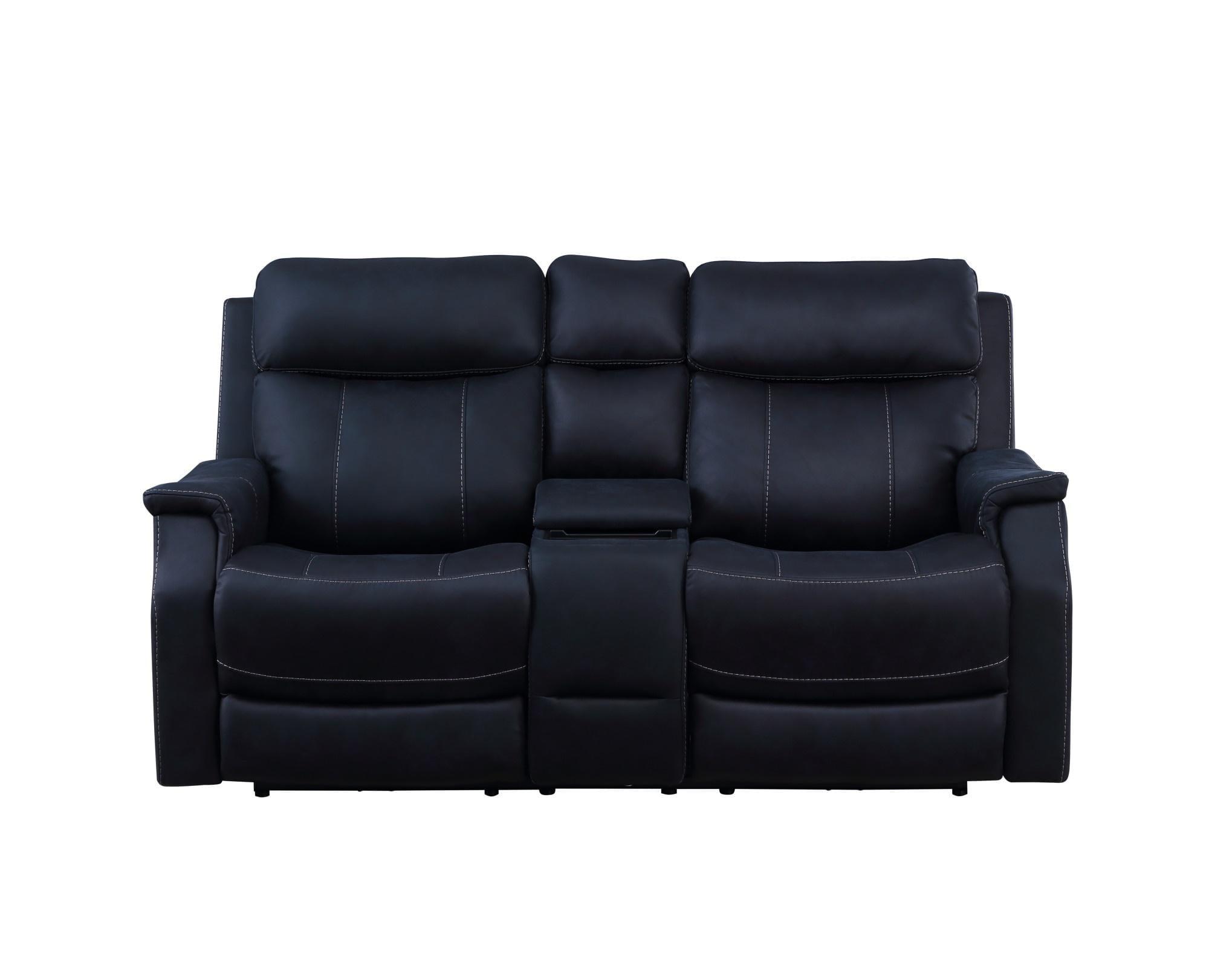 Steve Silver Valencia Leatherette Dual Power Reclining Loveseat with Console, Ocean Blue