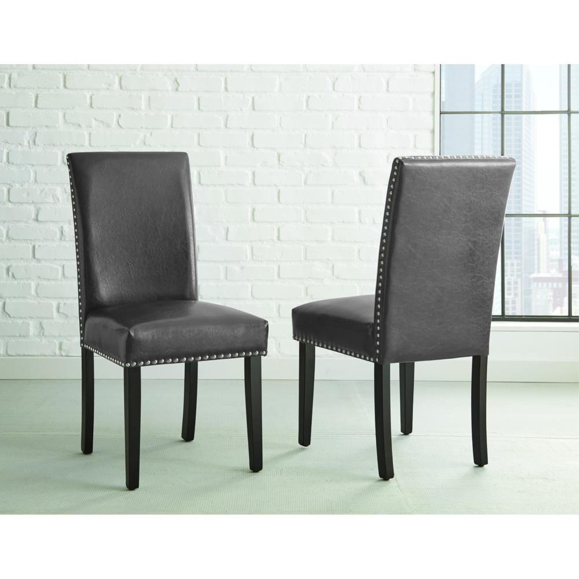 Set of 2 Verano Side Chairs Espresso/Gray - Steve Silver Co.: Parsons Style, Faux Leather, Nailhead Trim