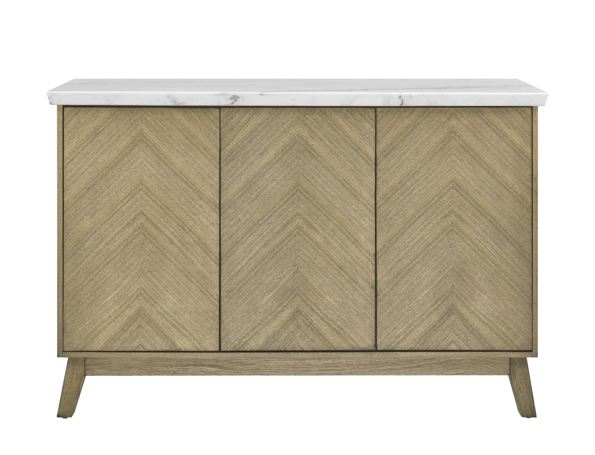 Steve Silver Vida Indoor Mid Century Modern Sideboard with Genuine Marble Top, Burnished Blonde