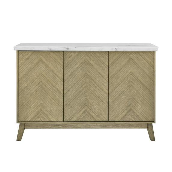 Steve Silver Vida Indoor Mid Century Modern Sideboard with Genuine Marble Top, Burnished Blonde