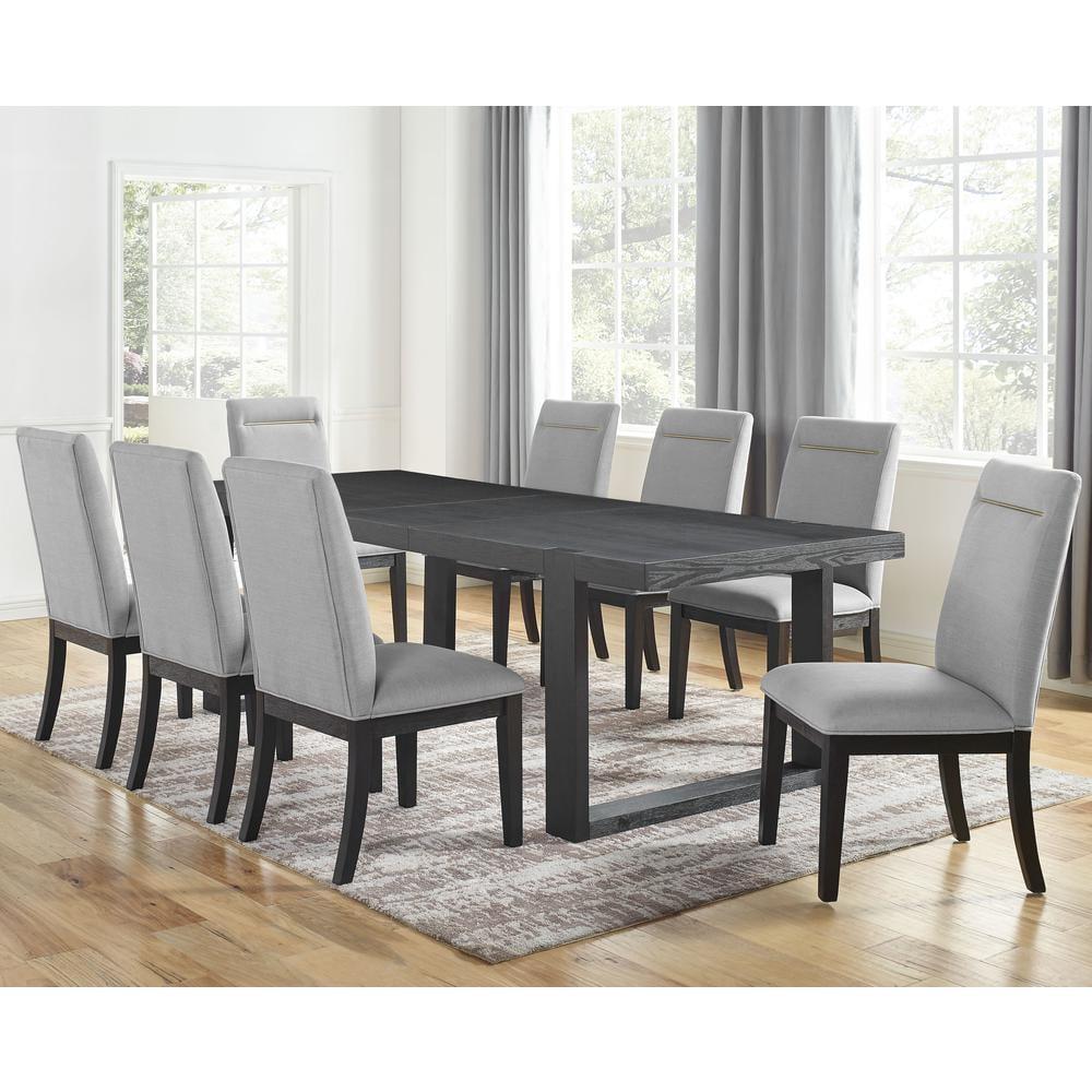 Yves Charcoal and Grey 9-Piece Dining Set with Live Smart Fabric