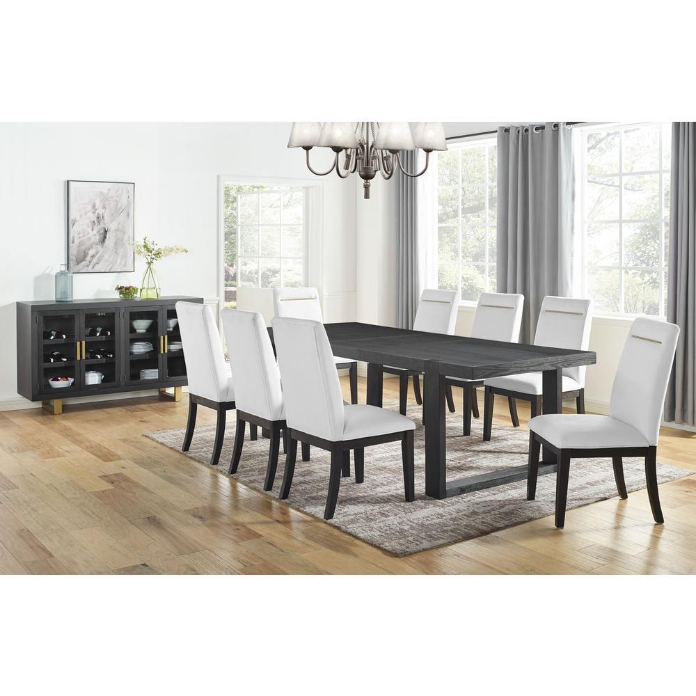 Charcoal and White 10-Piece Dining Set with Glass Door Server