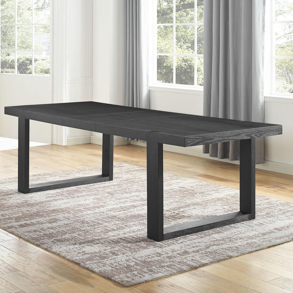 Yves Extendable Dining Table Gray - Steve Silver Co.: Seats 8, Modern Double-Pedestal, Removable Leaf