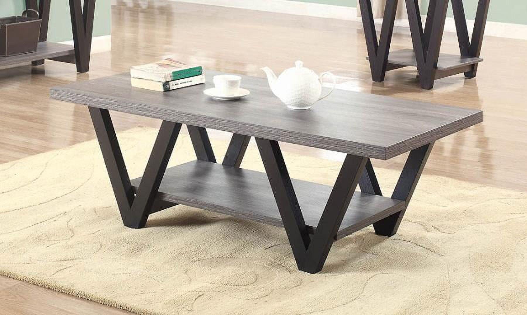 Transitional V-Shaped Black & Gray Wood Coffee Table