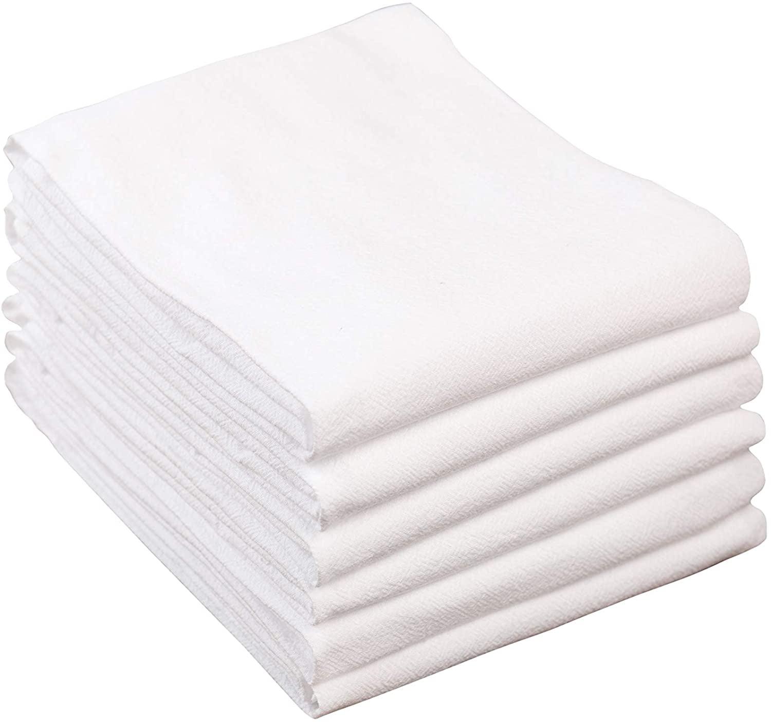 White 100% Cotton Flour Sack Kitchen Towels, Set of 6