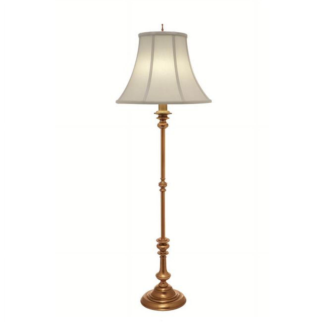 Elegant 68" Polished Honey Brass Floor Lamp with Cream Shade