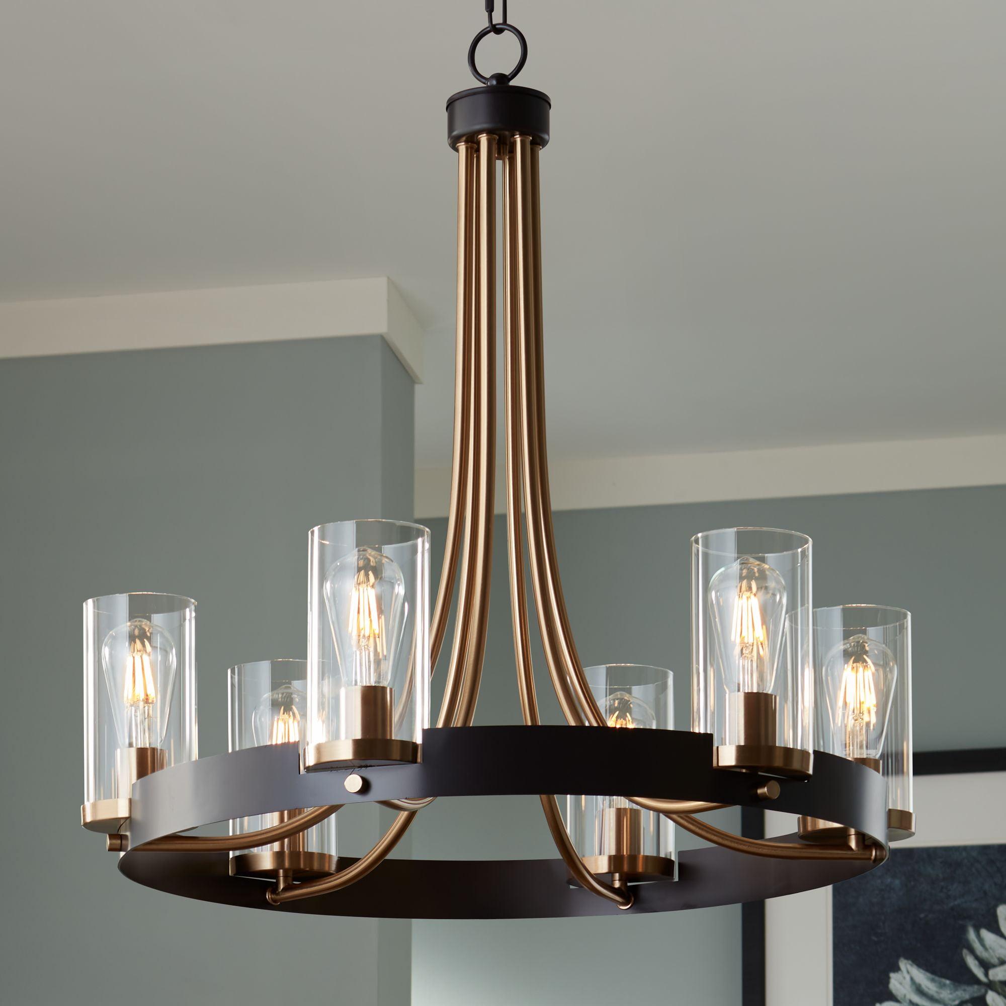 Stiffel Ferrers 26" Dark Bronze and Gold 6-Light Chandelier