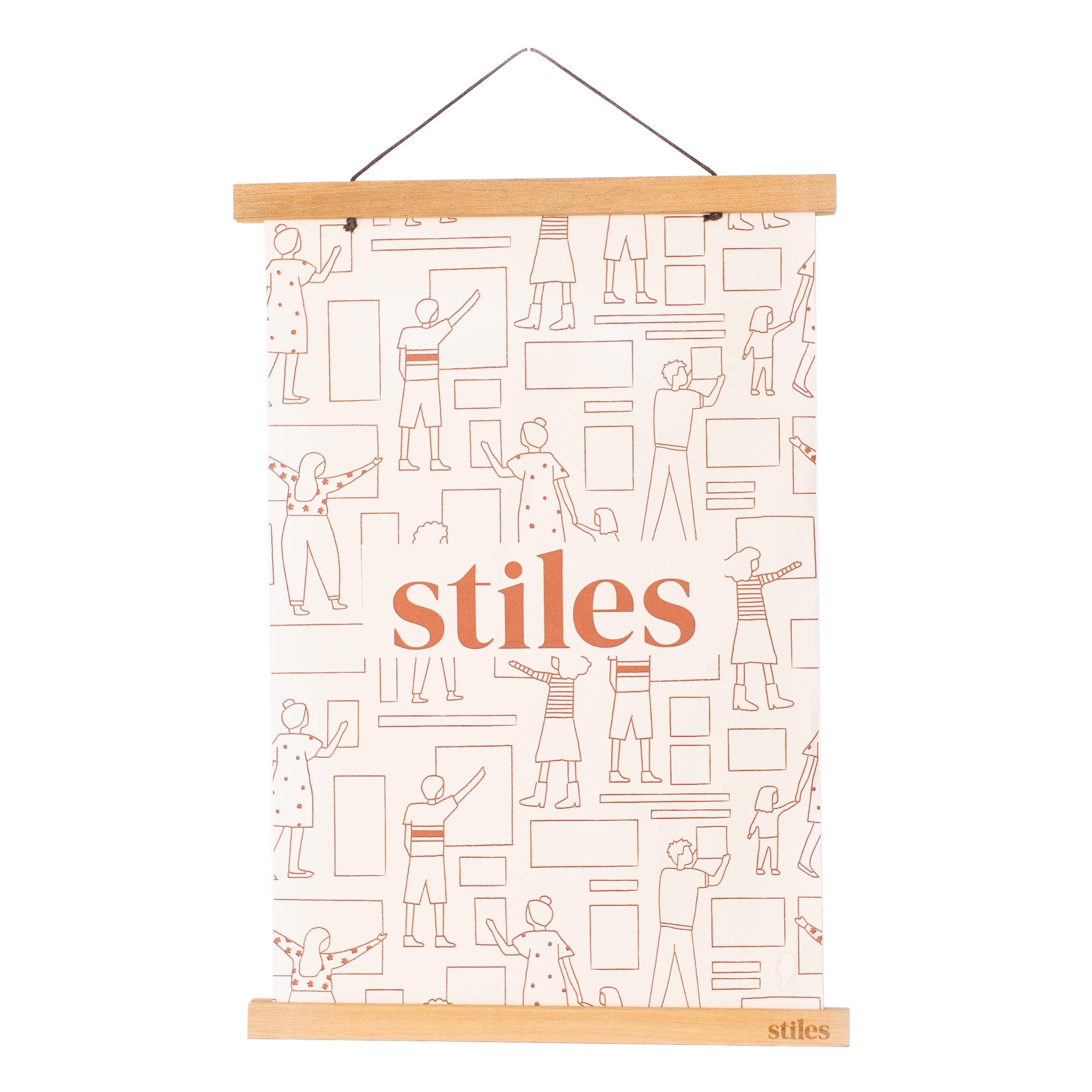 Stiles Magnetic Picture Frame, Wooden Poster Hanger with Adjustable String for Artworks and Photos, 12 Inches