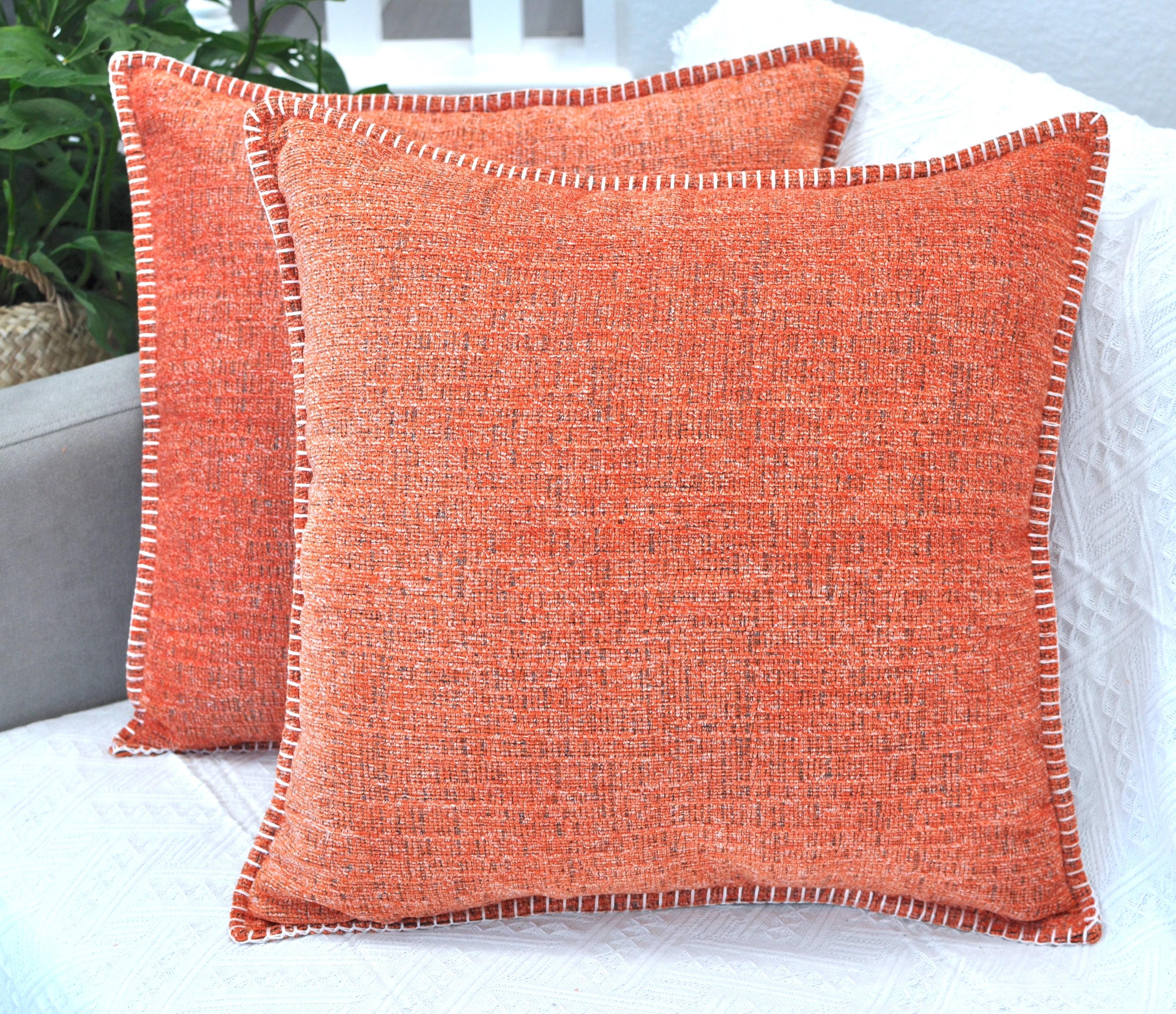 Soft Chenille Throw Pillow Covers With Stitched Edge