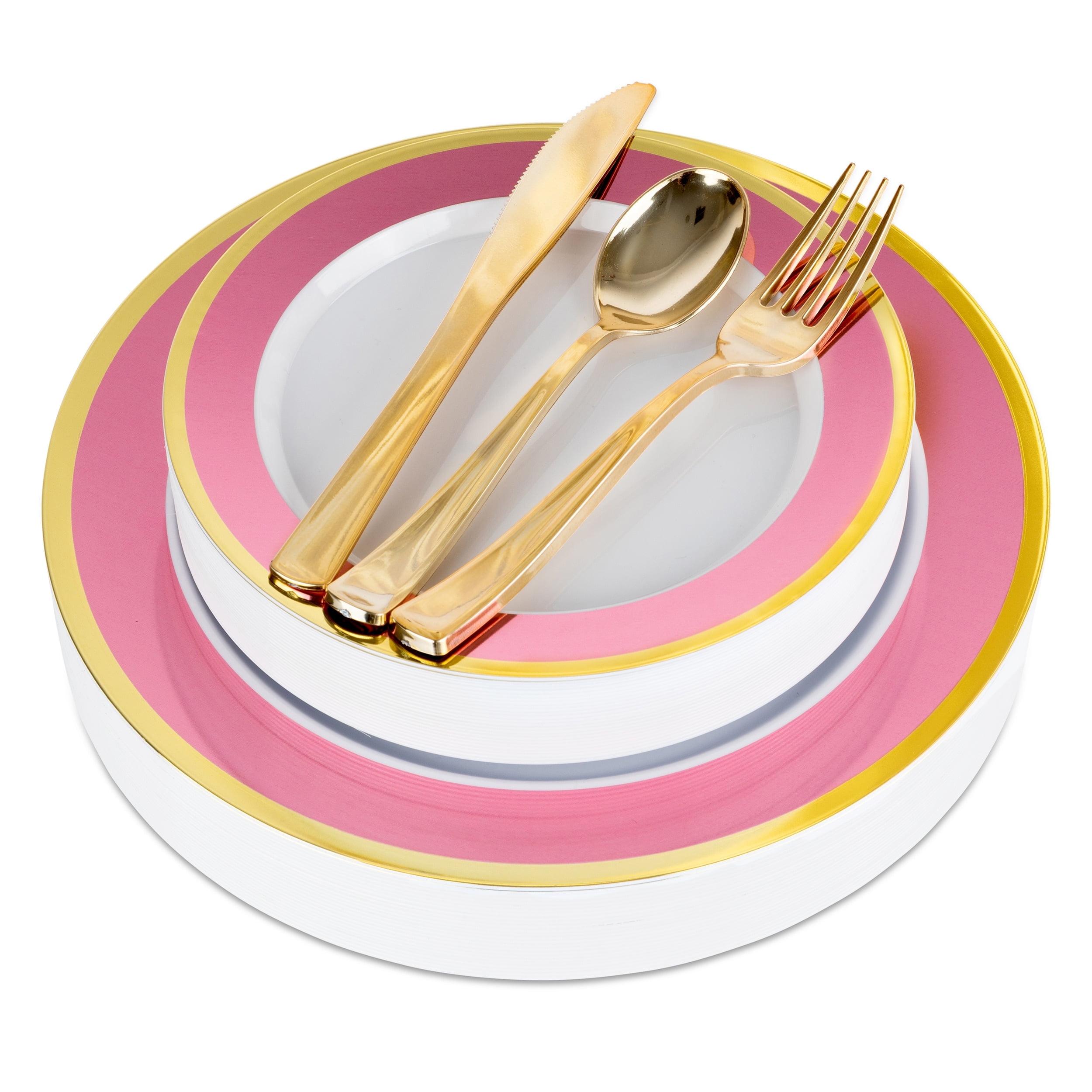 Stock Your Home Elegant Plastic Party Supply Set, Includes 25 Dinner Plates, 125 Pieces