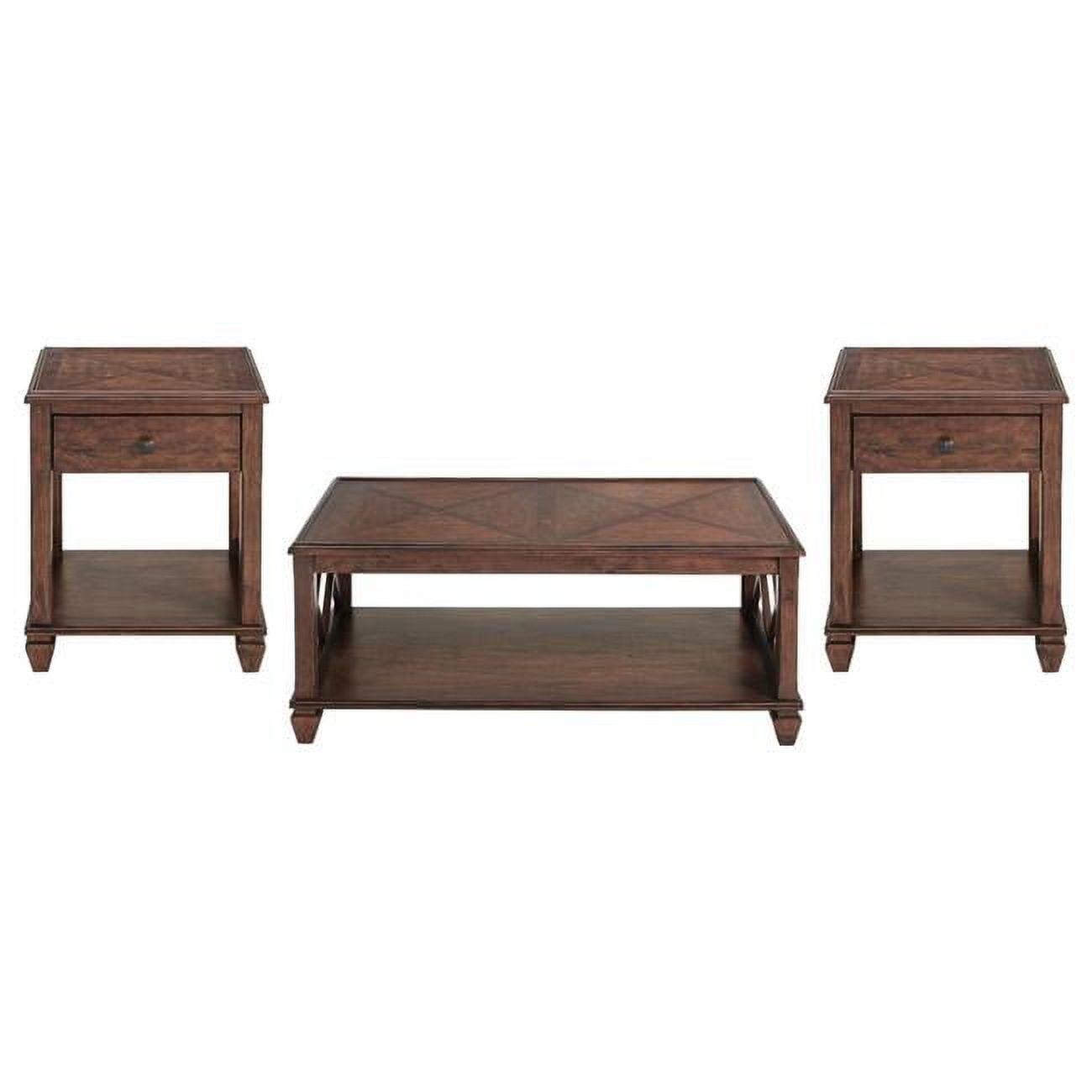 Alaterre Furniture 3pc Bridgton Wood Living Room Set: Pine Furniture, Cherry Stain