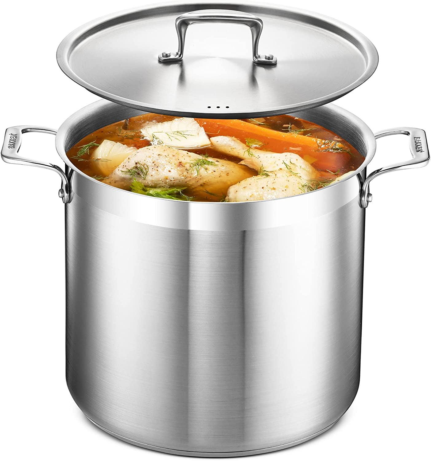 16 Quart Brushed Stainless Steel Stock Pot with Lid