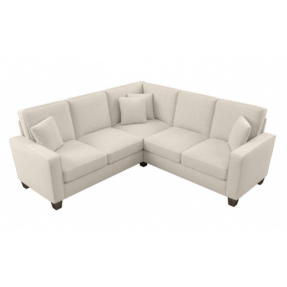 Stockton 87W L Shaped Sectional Couch in Cream Herringbone Fabric