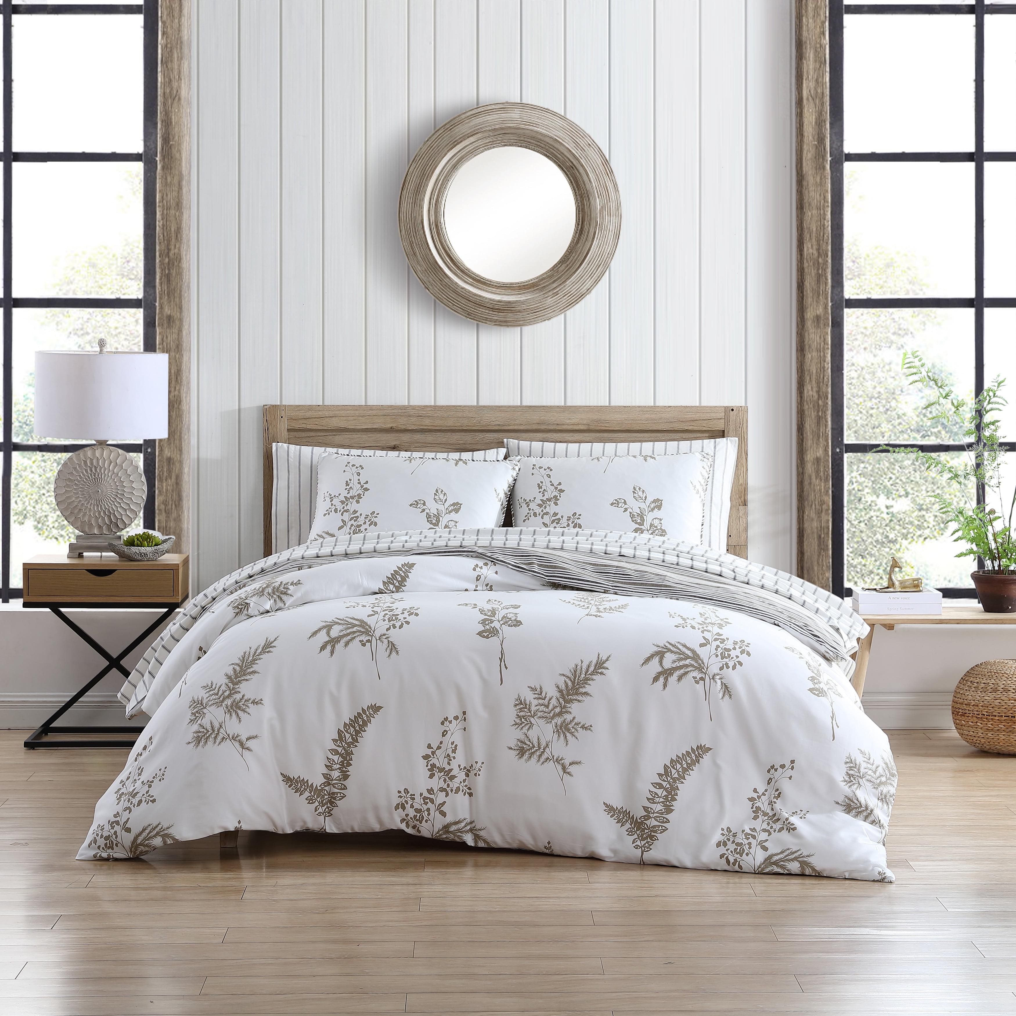 Willow Coverlet Set (Full/Queen) - Stone Cottage: Pre Washed Cotton, Botanical Pattern, Includes 2 Shams