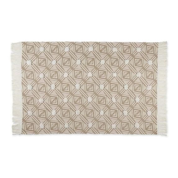 Design Imports Geometric Textured Fringe - Stone - 4 X 6 Ft