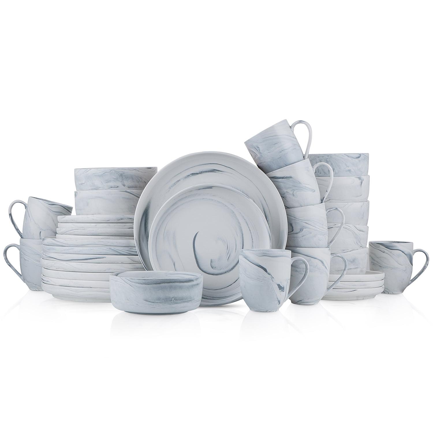 Gray Marble Porcelain 32-Piece Dinnerware Set, Service for 8