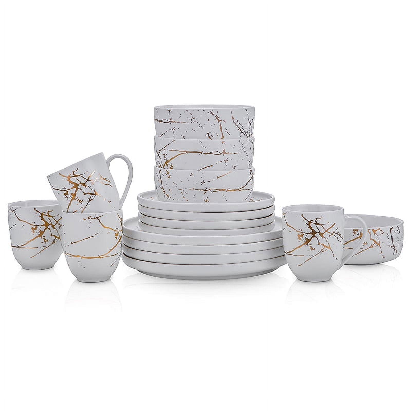 Stone Lain Zora 32-Piece Porcelain Dinnerware Set, Service for 8, White