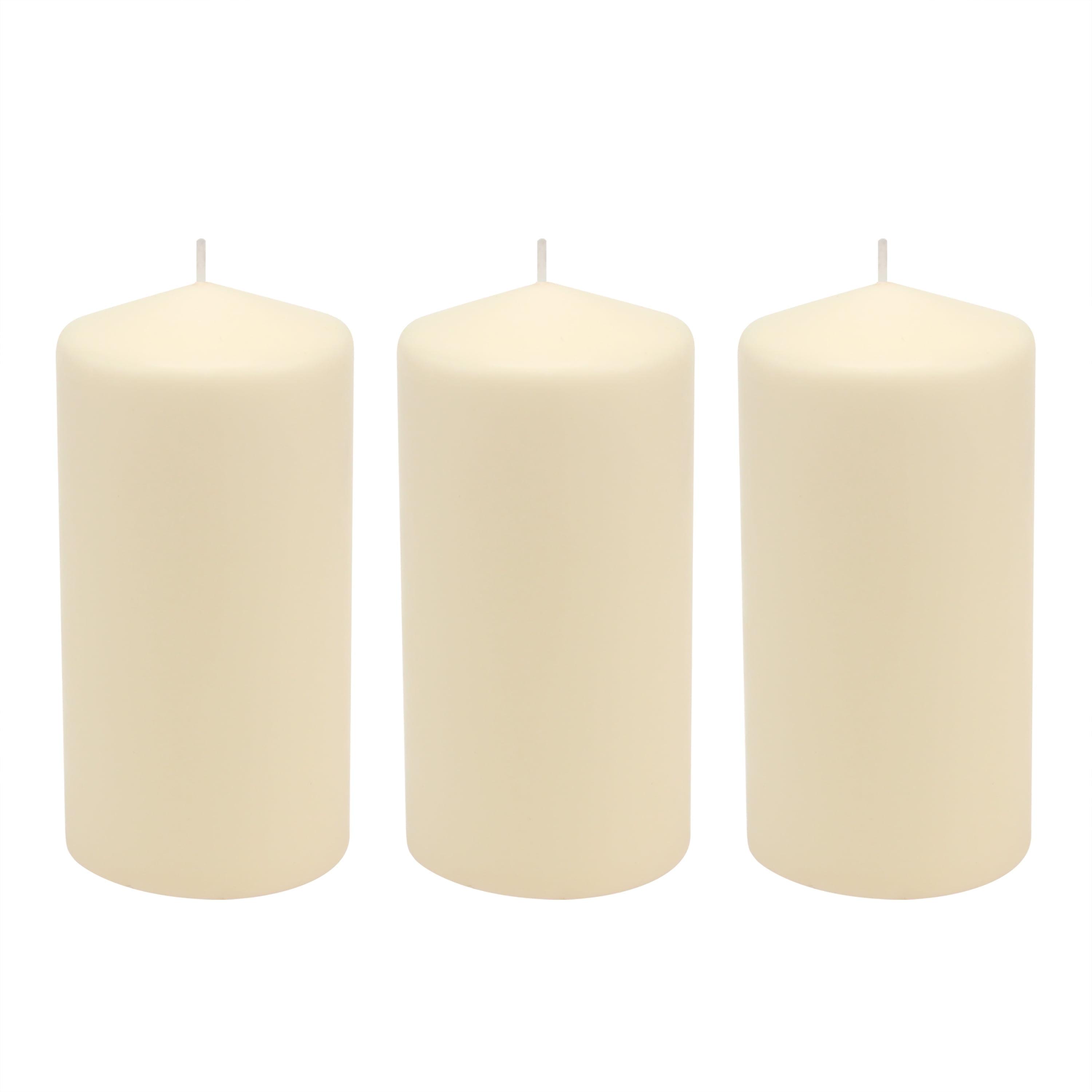 Stonebriar 3pk Tall 3'' x 6'' 65 Hour Long Burning Unscented Ivory Wax Pillar Candle