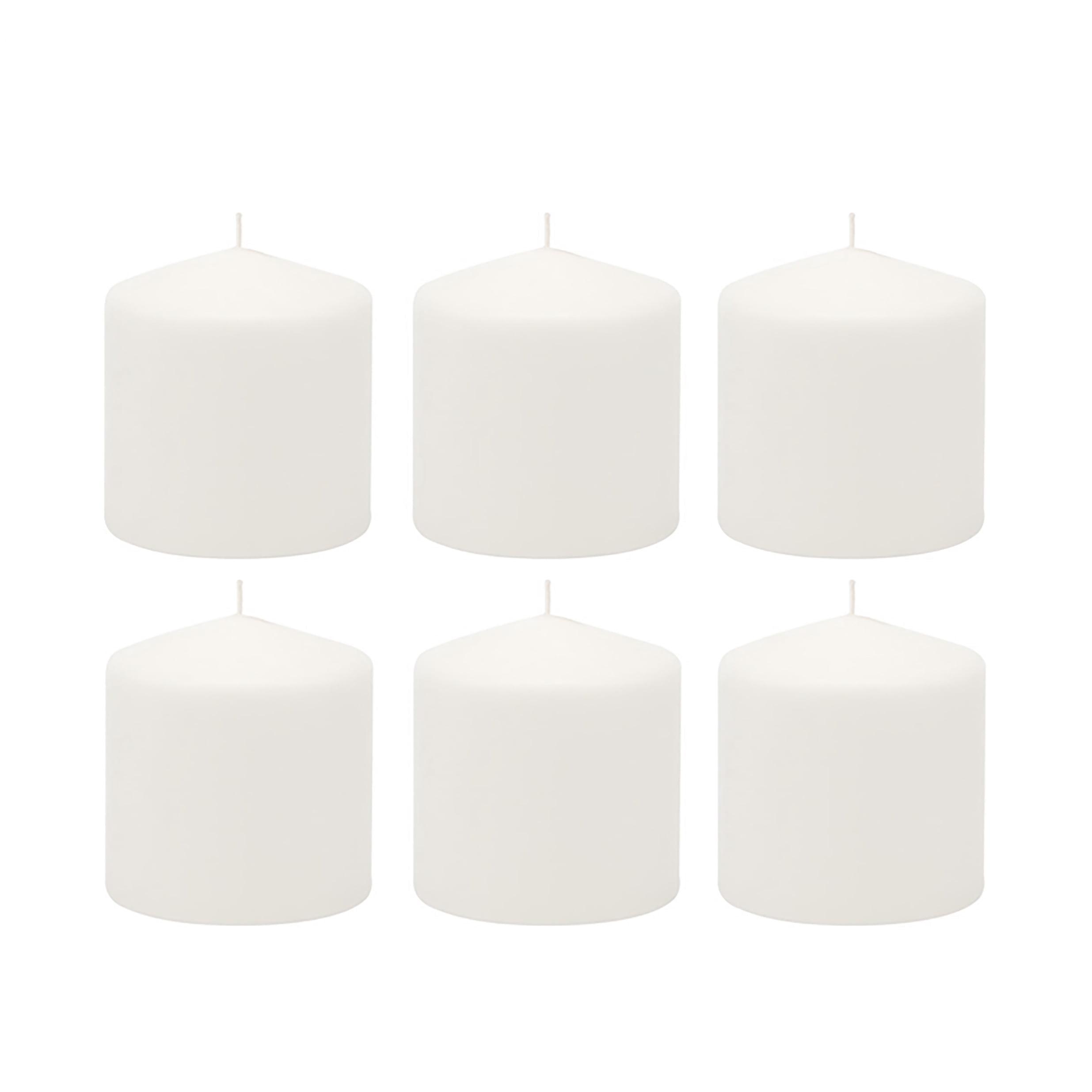 6pk 3" x 3" Pillar Candles White - Stonebriar Collection: Smokeless, Machine-Poured, 18hr Burn Time