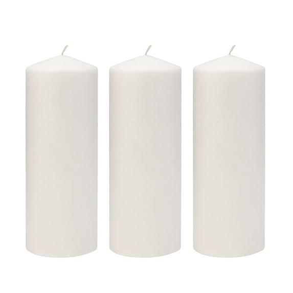 Stonebriar Collection Unscented White Pillar Candle, 3-Pack, 3” x 8", 80-Hour Burn Time