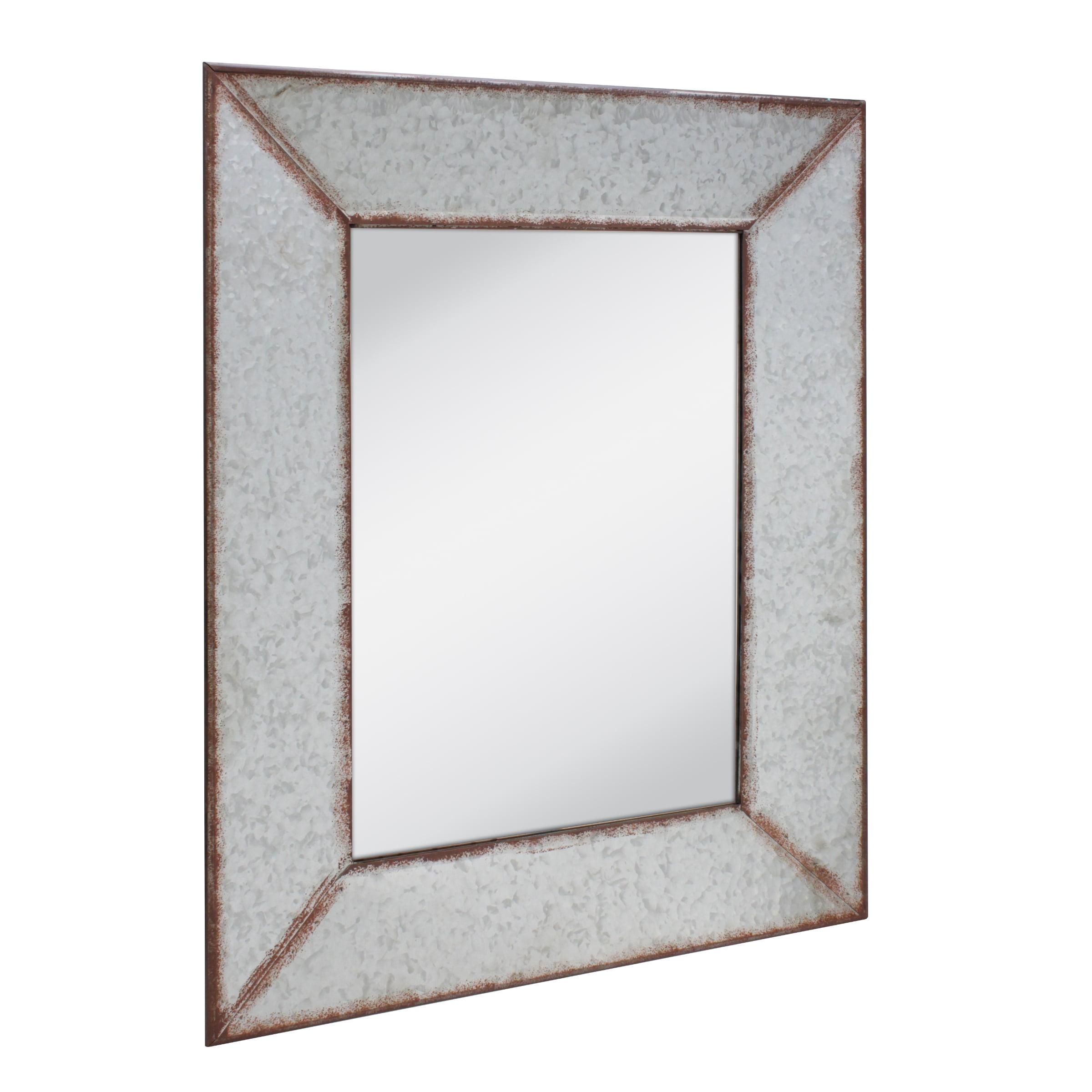 Rustic Rectangular Galvanized Metal Wall Mirror, 31.5" x 25.2"
