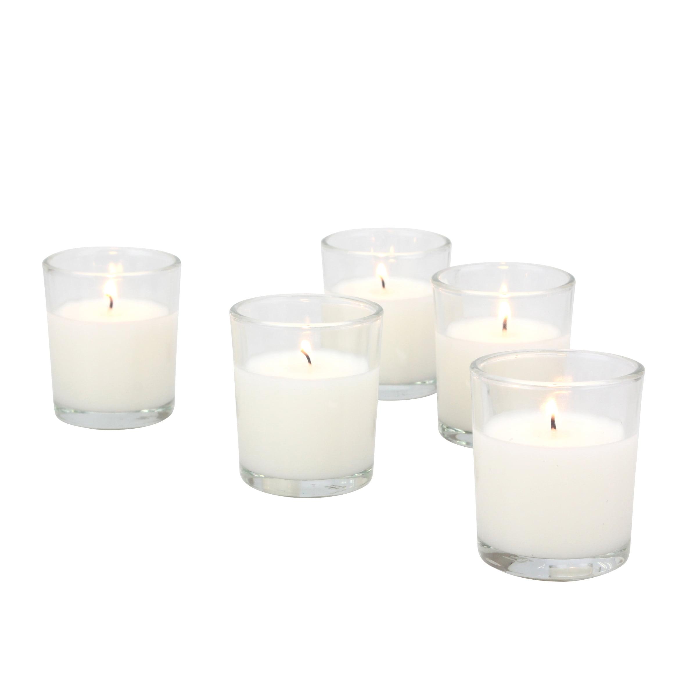 48ct Unscented Clear Glass Wax Filled Votive Candles White - Stonebriar Collection