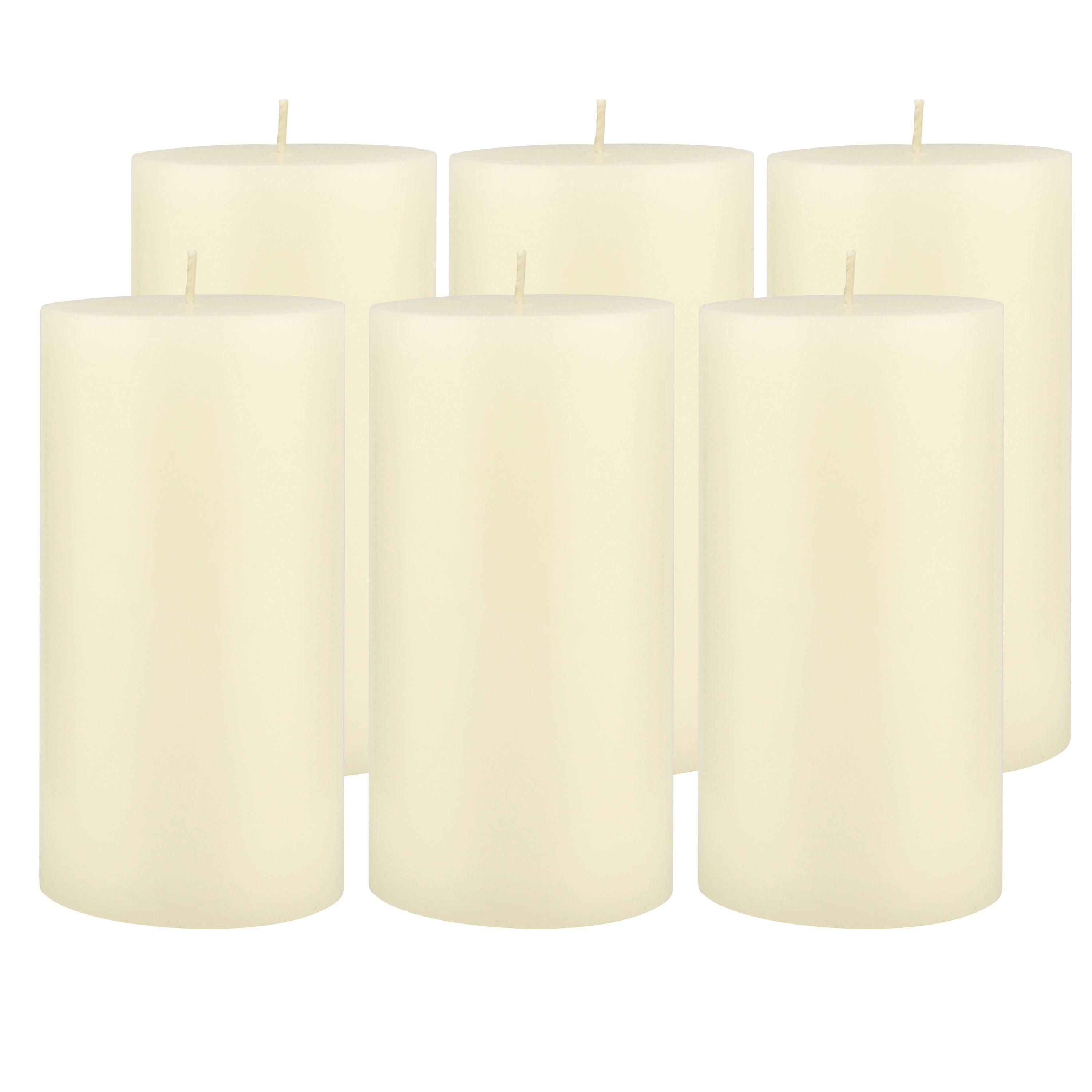 6pk Unscented Flat top Smooth Pillar Candles Ivory - Stonebriar Collection