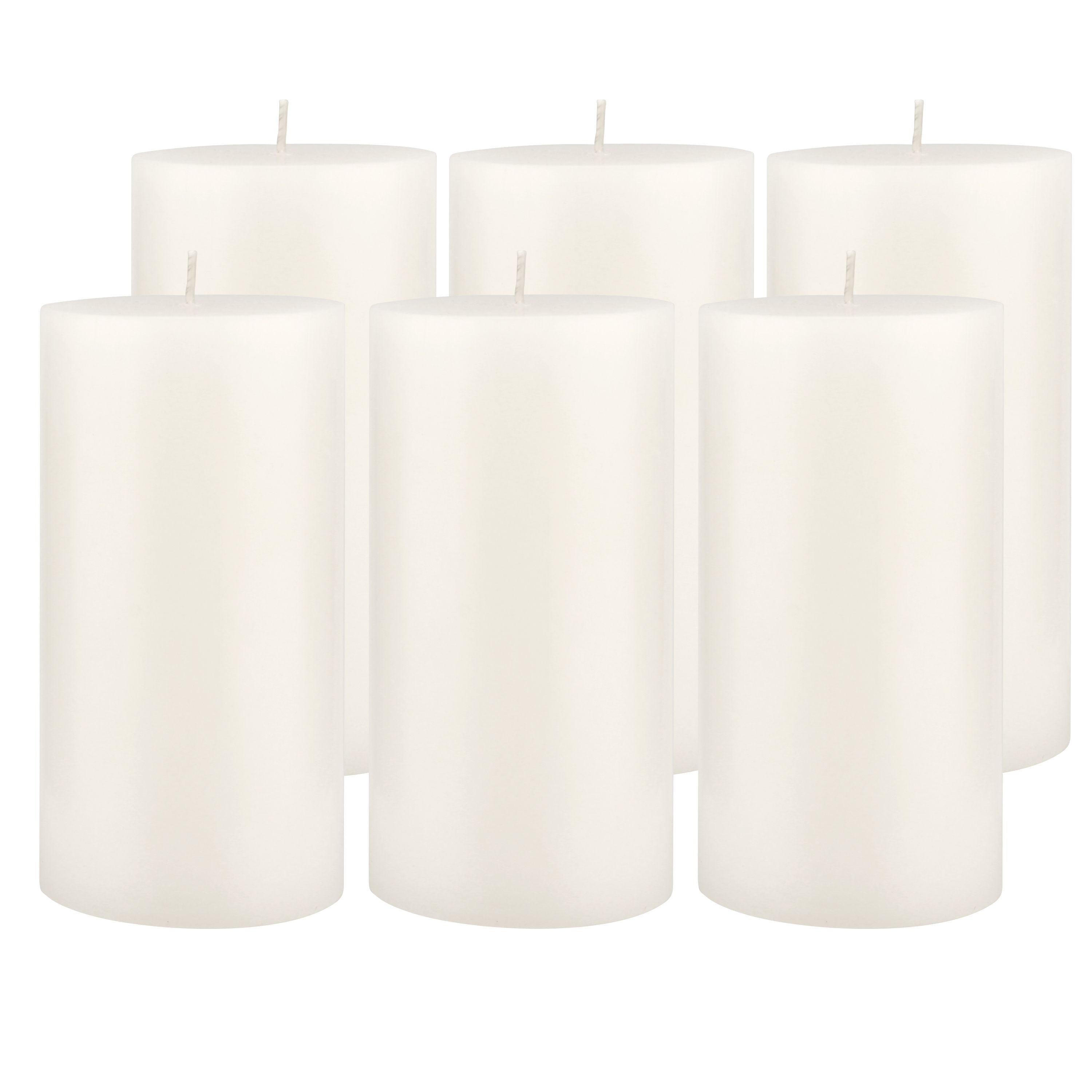 White Paraffin 3" x 6" Unscented Pillar Candles, 6 Pack