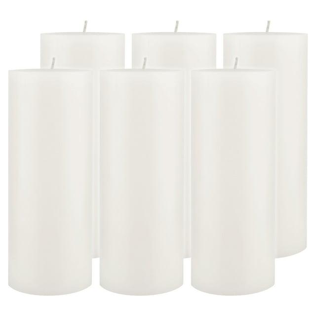 Stonebriar Collection 3"x8" Set of 6pk Unscented Flat Top Smooth Pillar Candle White