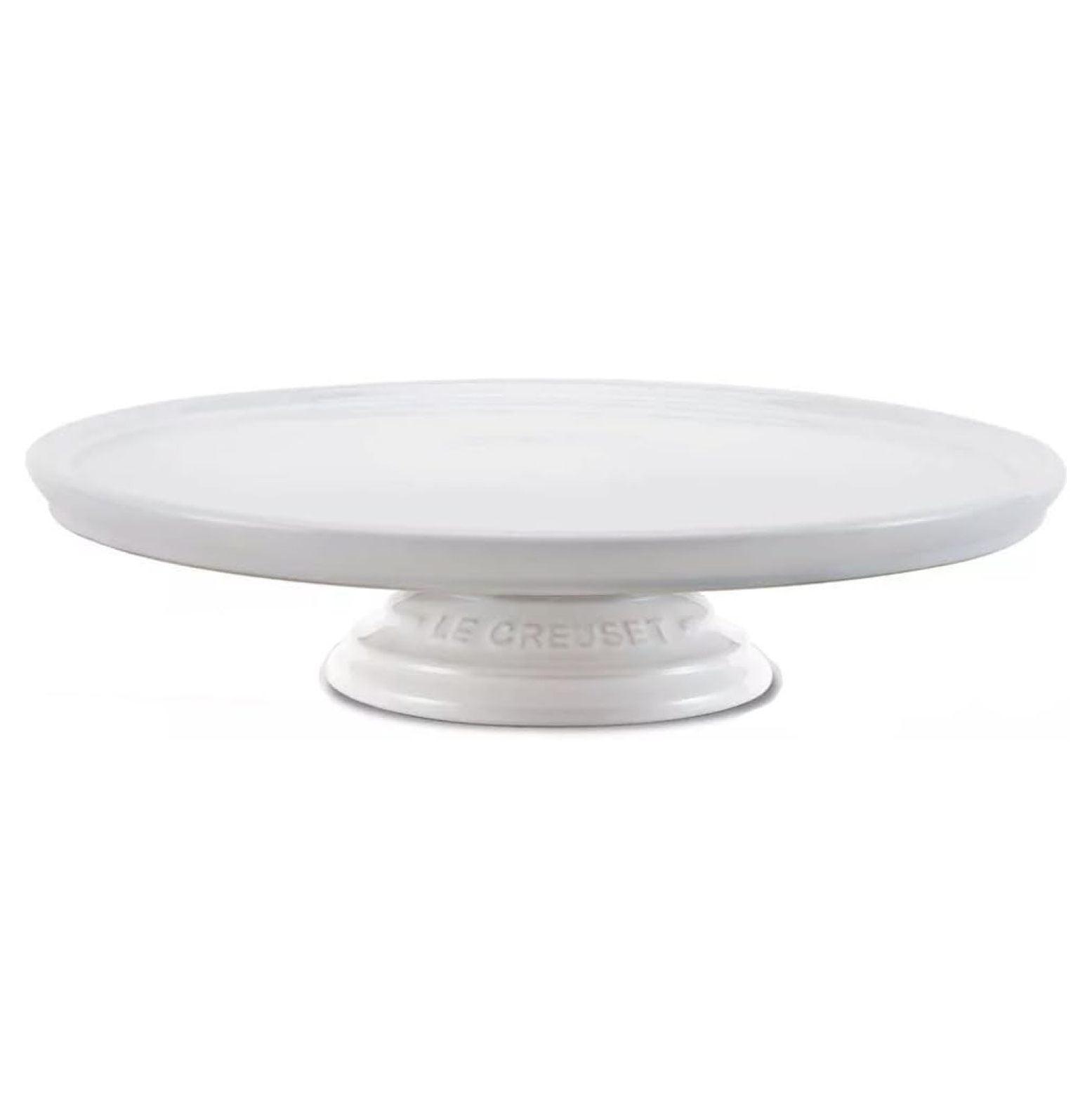 White Enamel Round Ceramic Pedestal Cake Stand